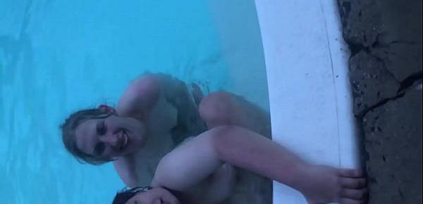  Hannah Horn and Auntie Panda Fuck the  Swimming Pool